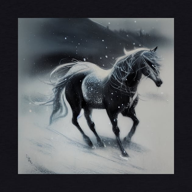 Galloping Horse in Snow by fistikci